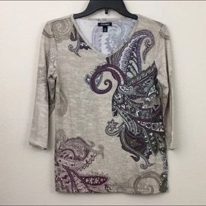 roz & Ali paisley blouse petite XS